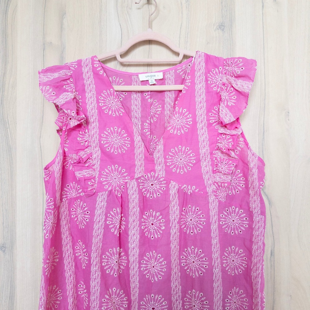 Sleeveless Pink Printed Ruffle Dress - Picture 2 of 9